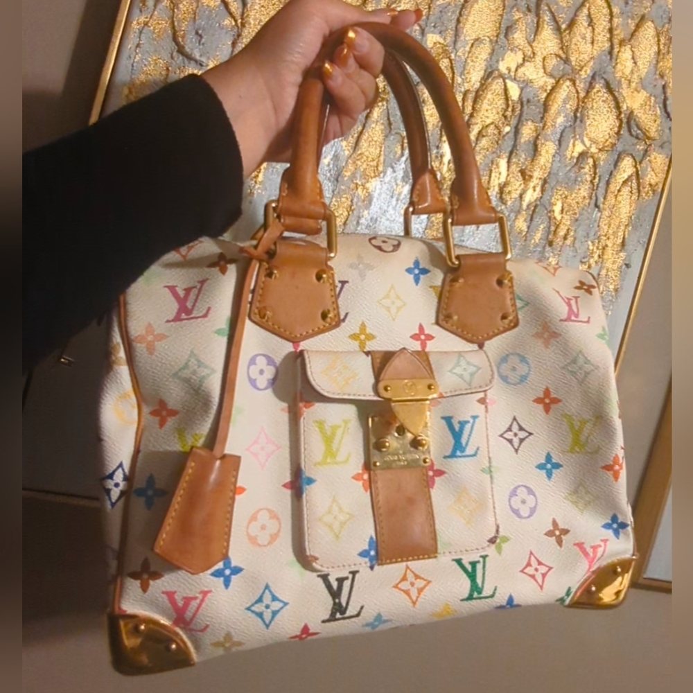Louis Vuitton White MURAKAMI speedy 💜 Iconic Design